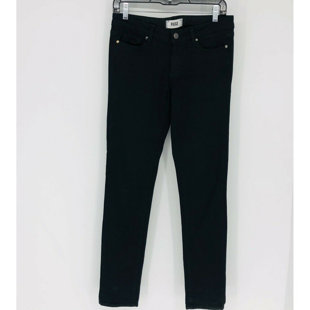 Paige Y2K Skyline Skinny Solid Black Stretch Denim Jeans Size 27 Everyday Wear